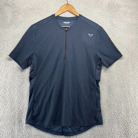 Squat Wolf Shirt Mens Large Blue 1/2 Half Zip Code Zipped Urban Performance Gym - Picture 1 of 11